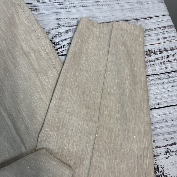 J. Jill Linen Stretch Pants size Medium Tan Causal Beach Summer Cruise Comfort - Picture 6 of 11